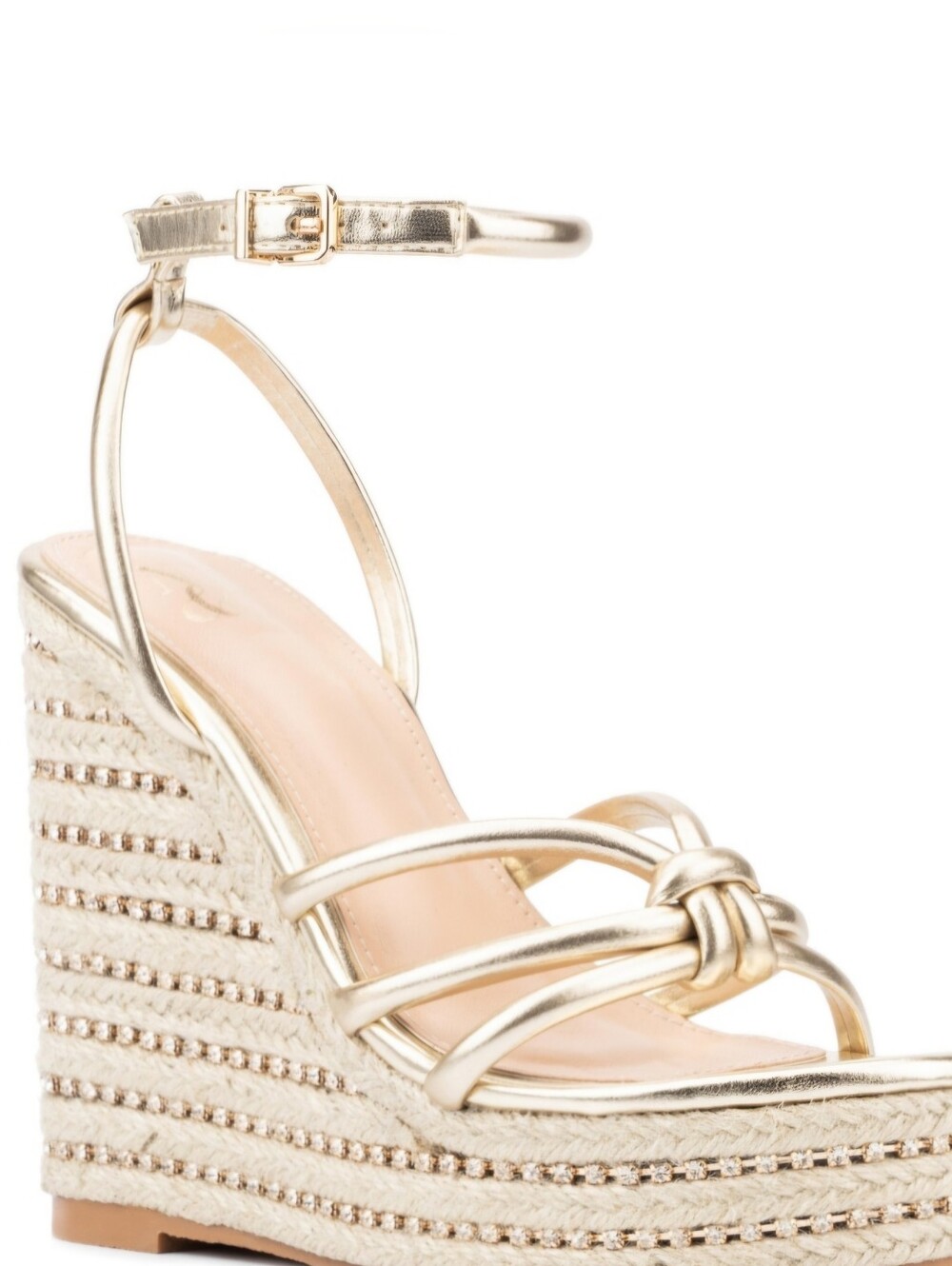 NY&Co NEW YORK AND COMPANY Electra Rhinestone Embedded Wedge Sandals. Sz 8.5.